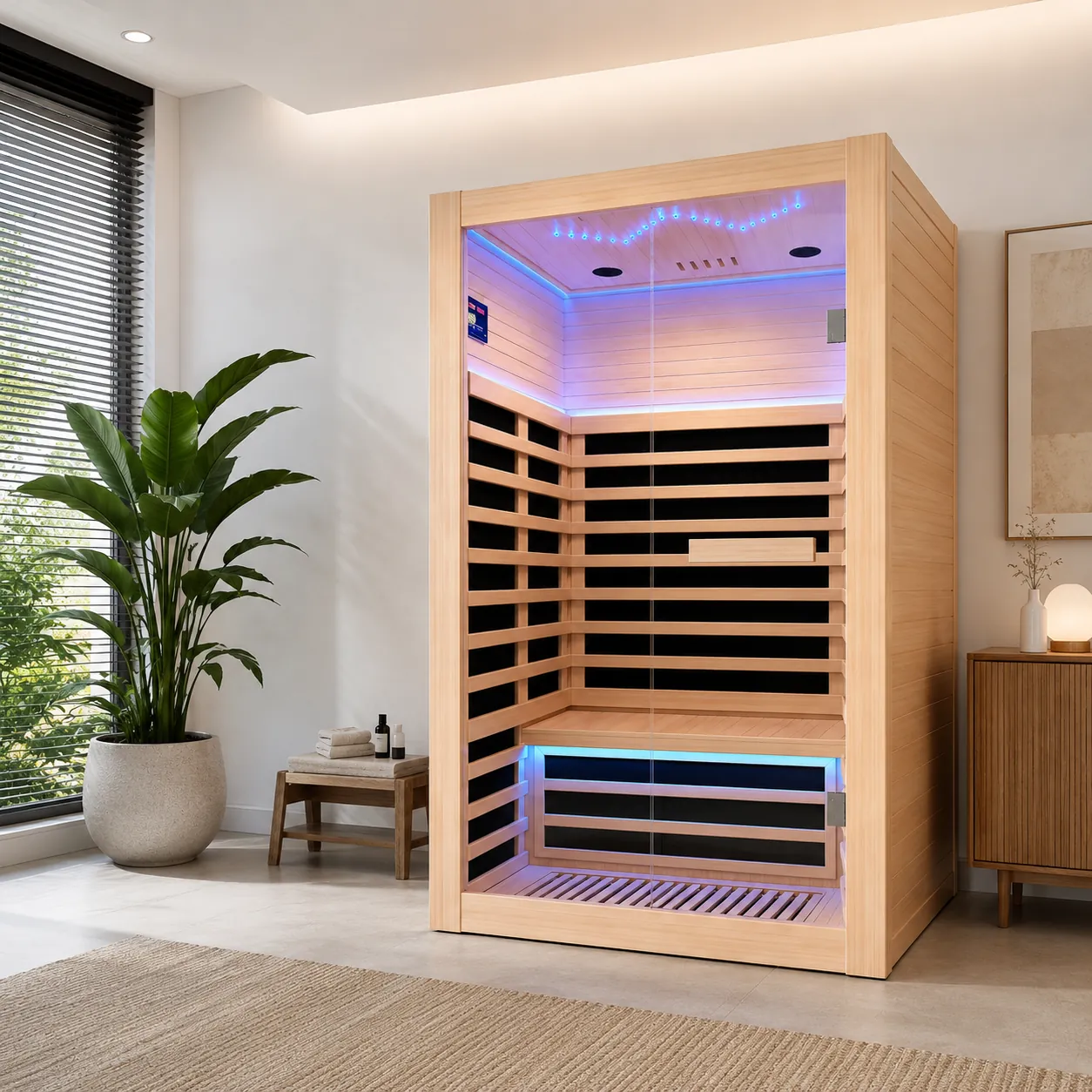 Starlight graphene far-infrared sauna with decorative star-effect ceiling