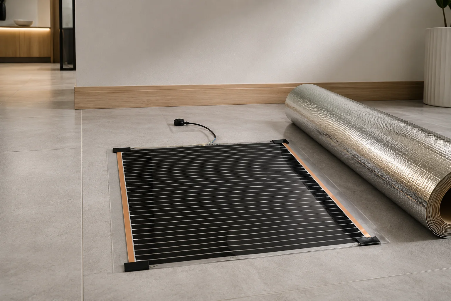 Product showcase of a graphene electric underfloor heating film